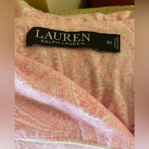 RALPH LAUREN BLACK LABEL Pajama Set Women’s 3X Short Sleeve Capri Pink Paisley